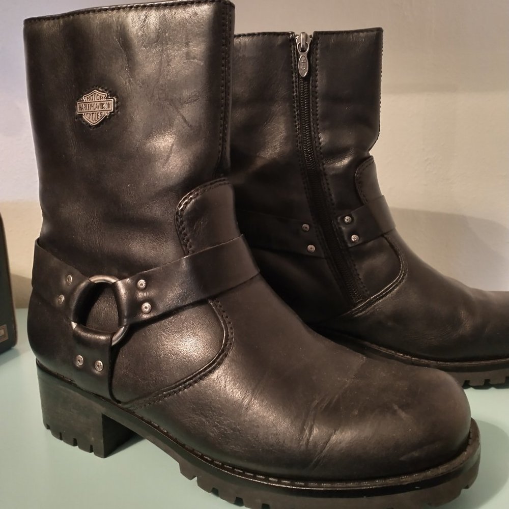 Womens Harley Davidson Black Leather Boots